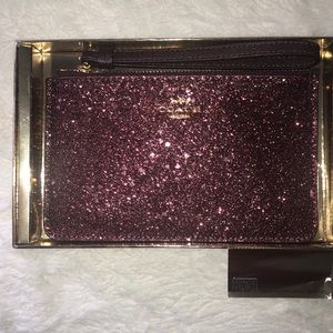 Coach purple glitter wristlet